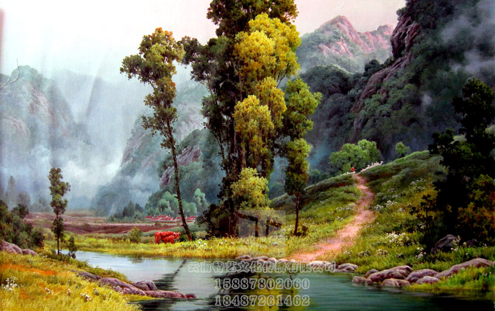 香格里拉写实风景油画